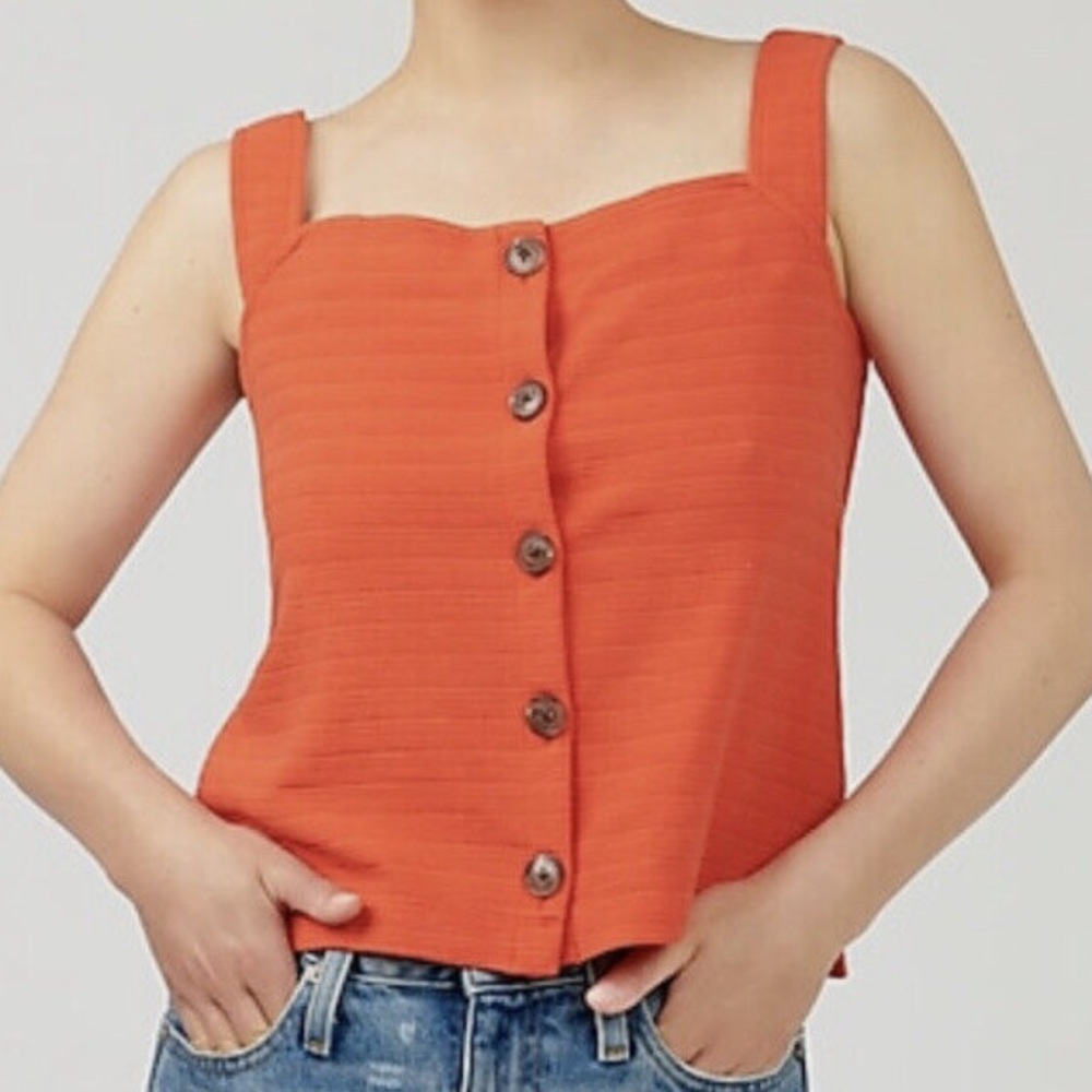 NWT J. Crew Orange Buttoned Tank Top sz M